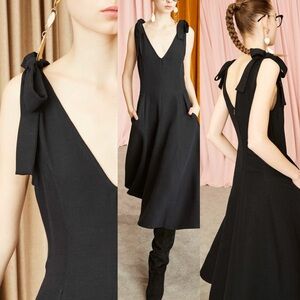 Ulla Johnson Black Midi Dress with Bow Details